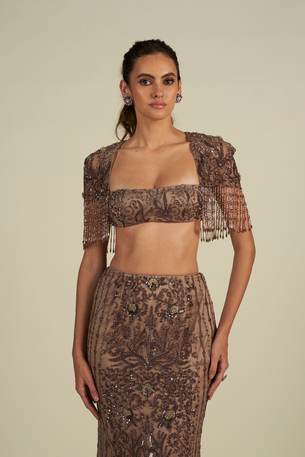 BROWN SKIRT SET