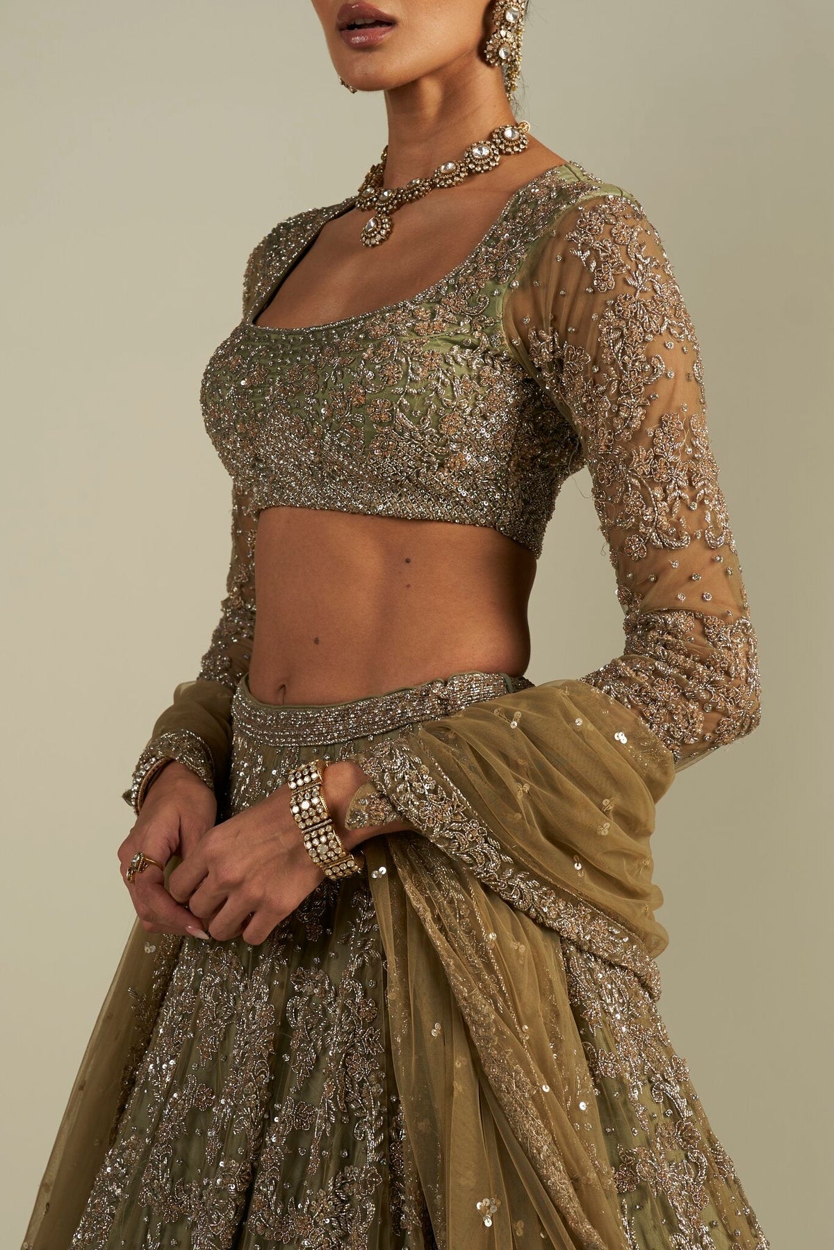 FIZA GREEN LEHENGA