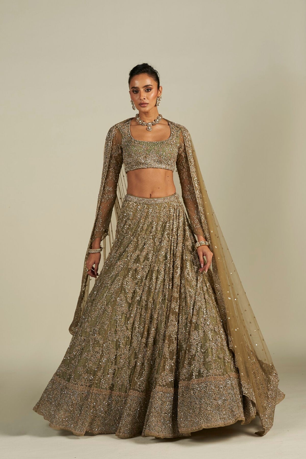 FIZA GREEN LEHENGA