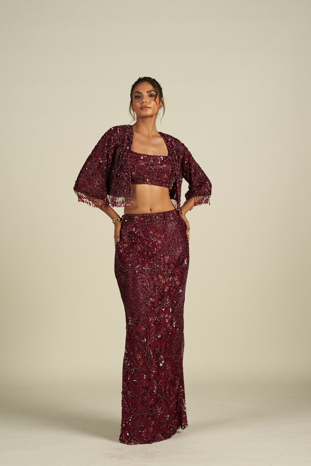 CHERRY RED SKIRT SET