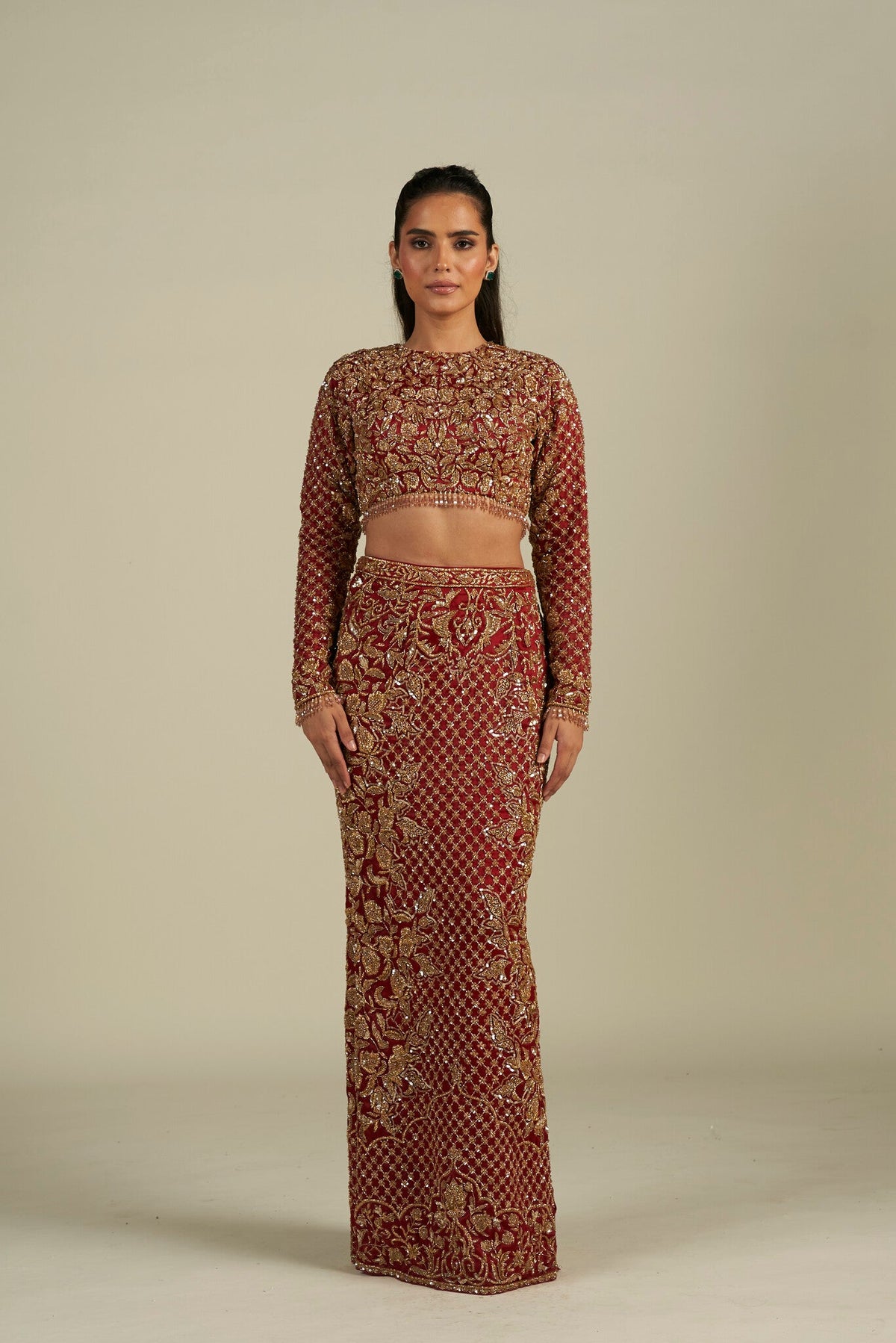 RED GOLD SKIRT SET
