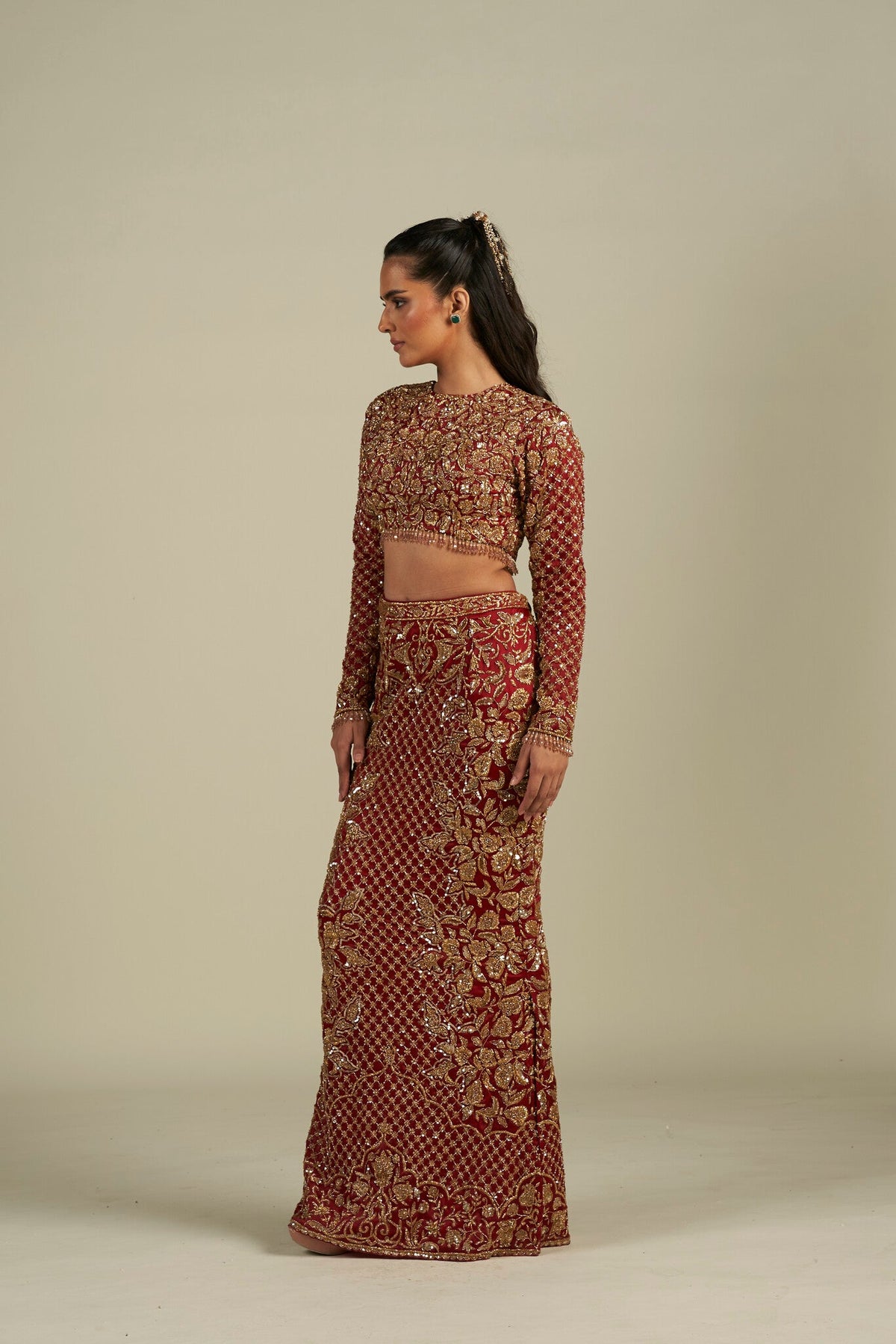 RED GOLD SKIRT SET