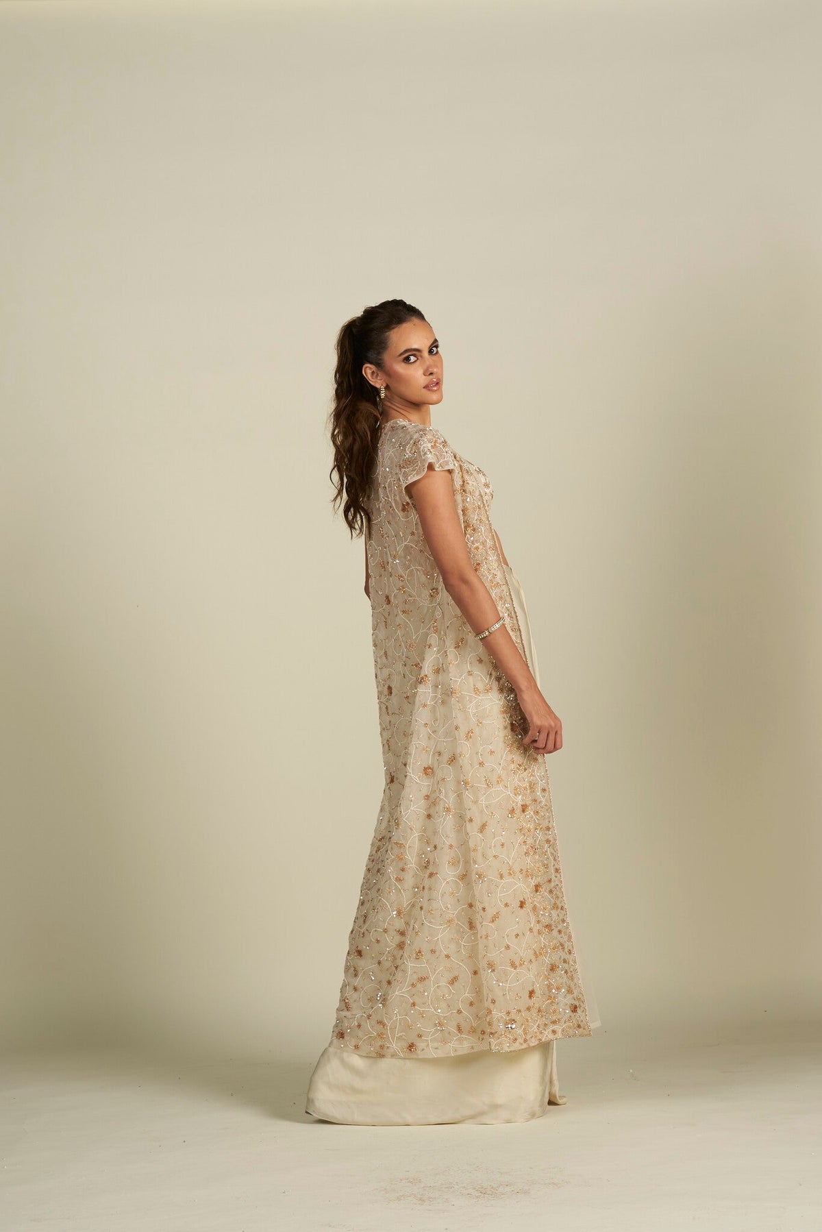 WHITE LONG CAPE SKIRT