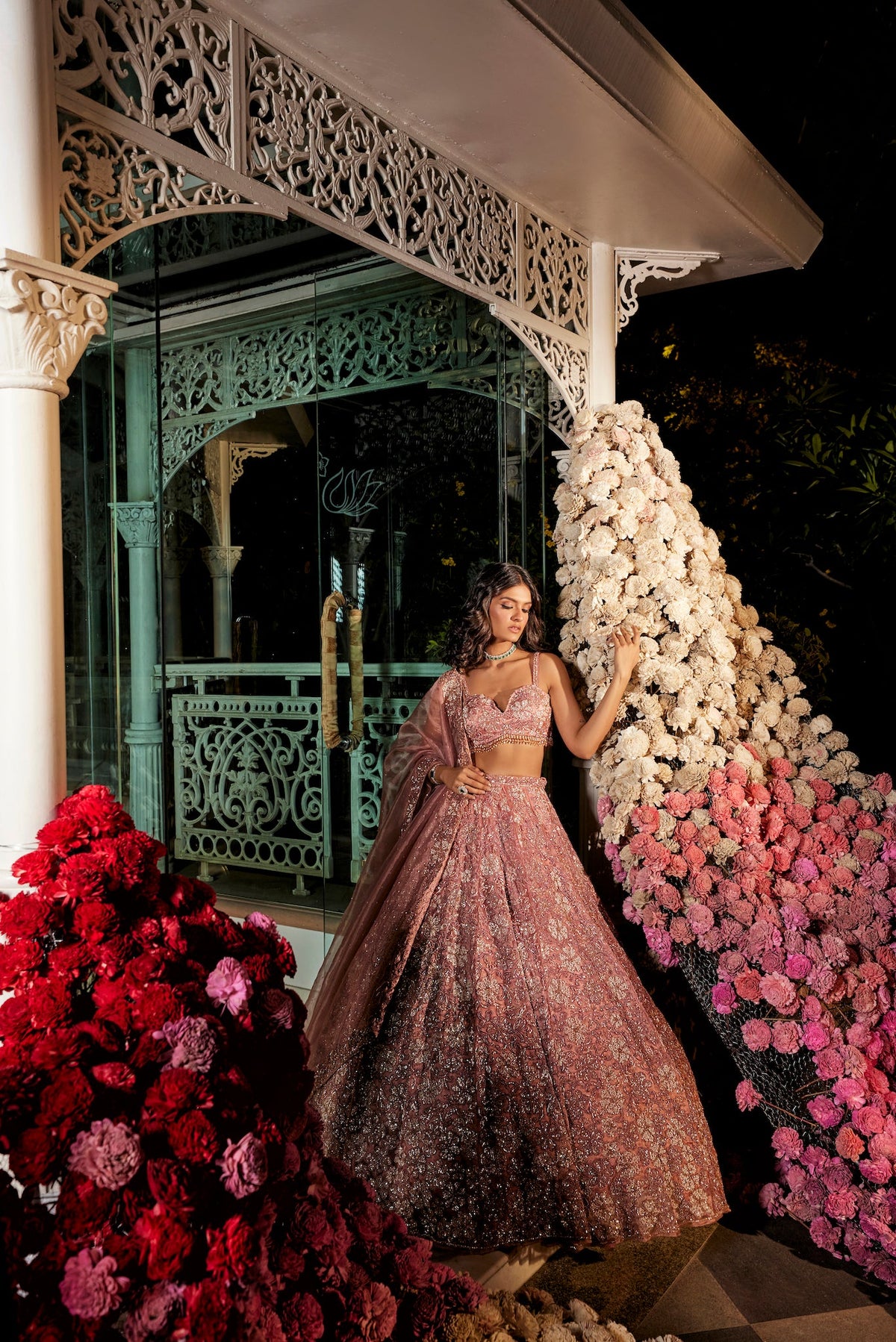 pink engagement lehenga