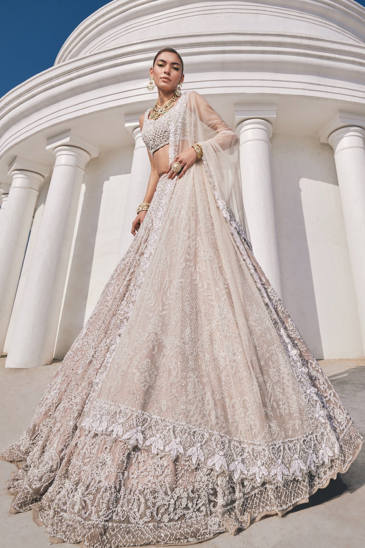 white bridal lehenga